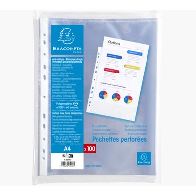 3130630052005-Exacompta - 100 Pochettes perforées - A4 - PP lisses - cristal 6/100E-P_79404335_1-0