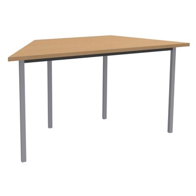 3253310129788-Table de réunion Trapèze - 120 x 60 cm - Pieds carrés aluminium - imitation Hêtre--0